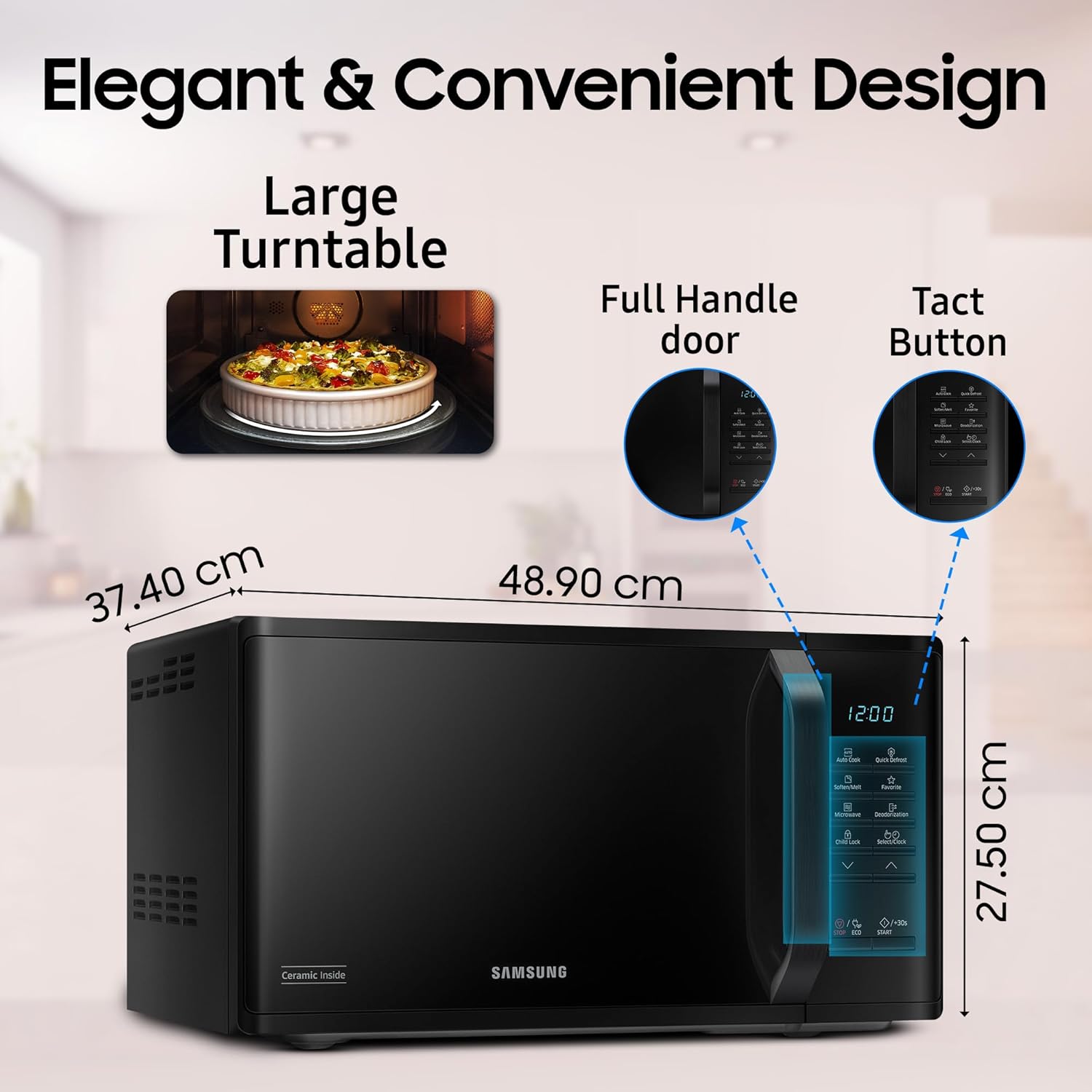 Samsung 23 L Quick Defrost Solo Microwave Oven MS23A3513AK